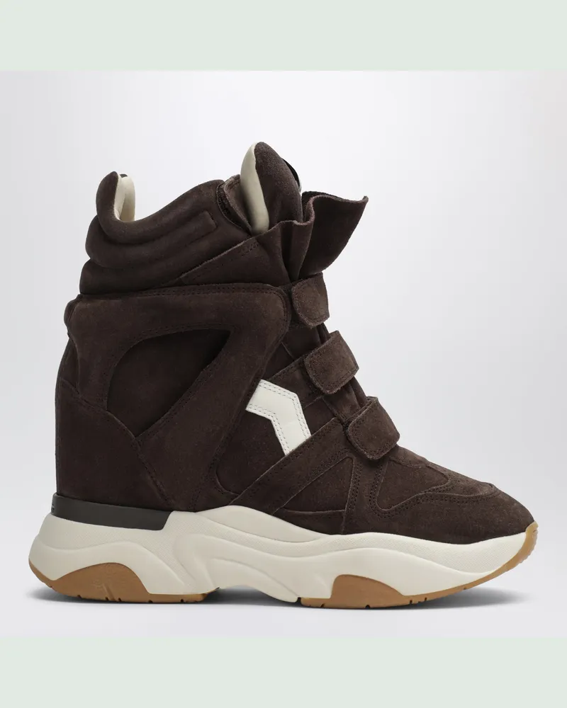 Isabel Marant Balskee Keilabsatz-Sneaker aus braunem Veloursleder Brown