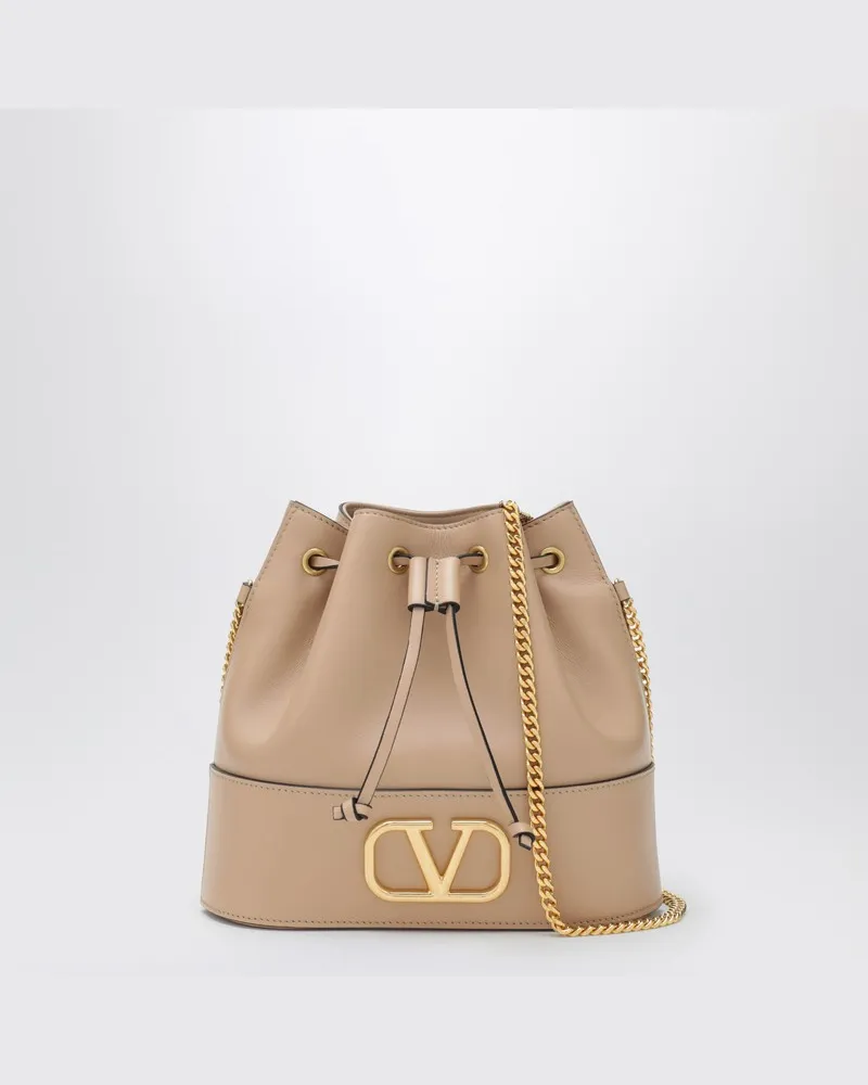 Valentino Garavani Vlogo Signature Mini-Hobo-Tasche aus rosafarbenem Leder Rosa