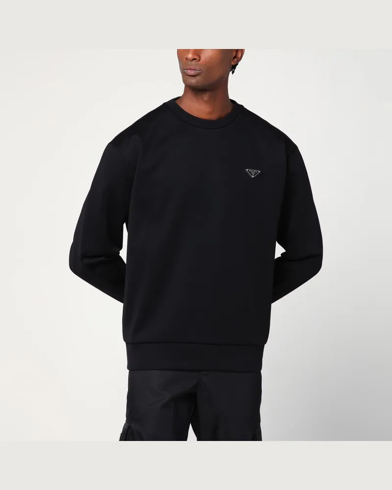 Prada Schwarzes Sweatshirt mit Dreieckslogo Schwarz