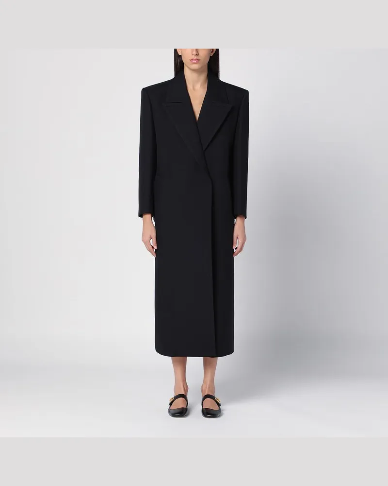 Valentino Garavani Schwarzer Wollmantel Schwarz