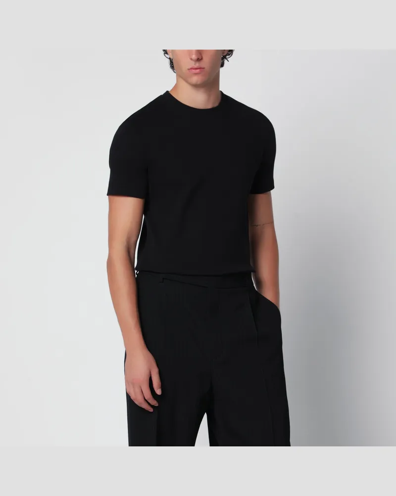 Saint Laurent Schwarzes Cassandre T-Shirt aus Baumwolle Black