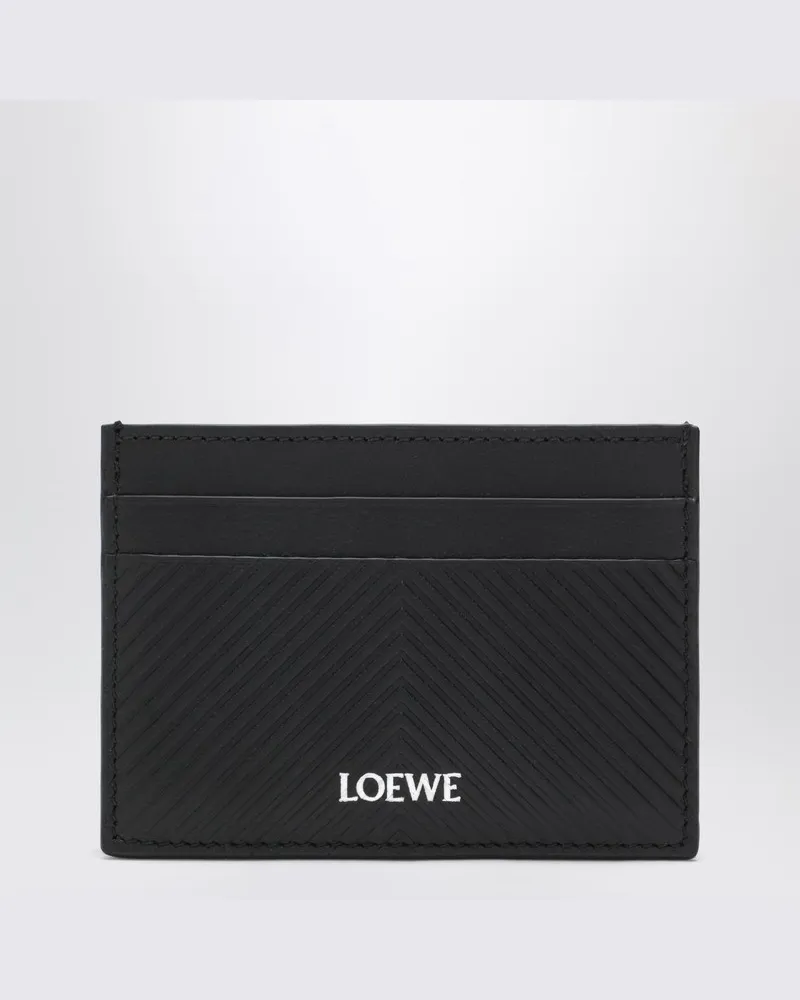 Loewe Schwarzes Kartenetui mit strukturiertem Chevron-Muster 