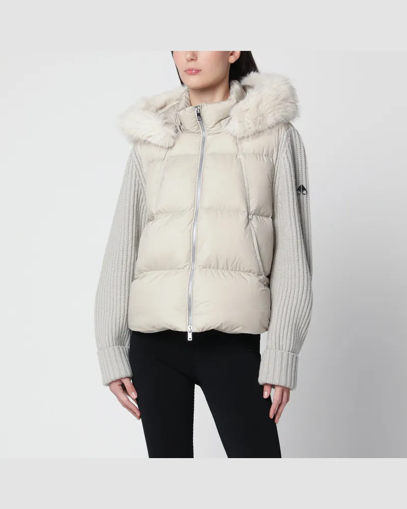 Moose Knuckles Everest Daunenjacke in Alabaster aus Nylon und Wolle White