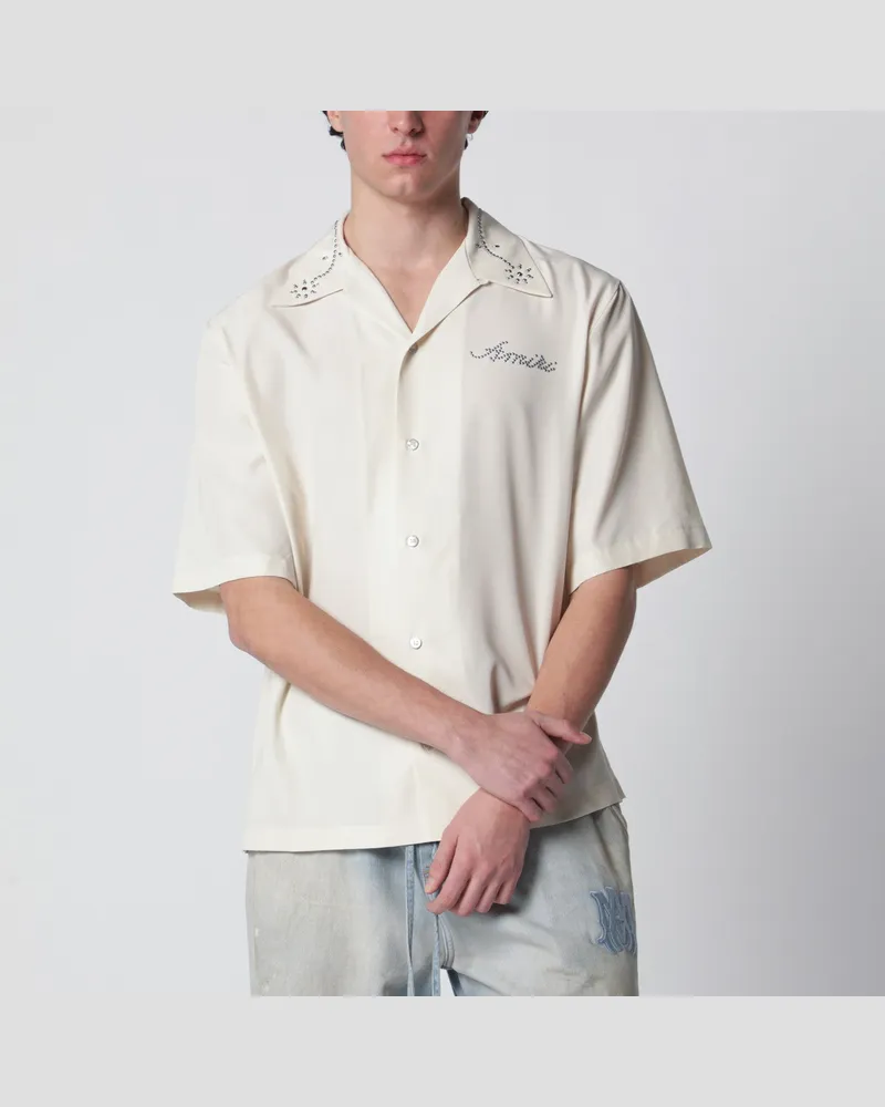 Amiri Elfenbeinfarbenes Hemd mit Nietenstickerei White