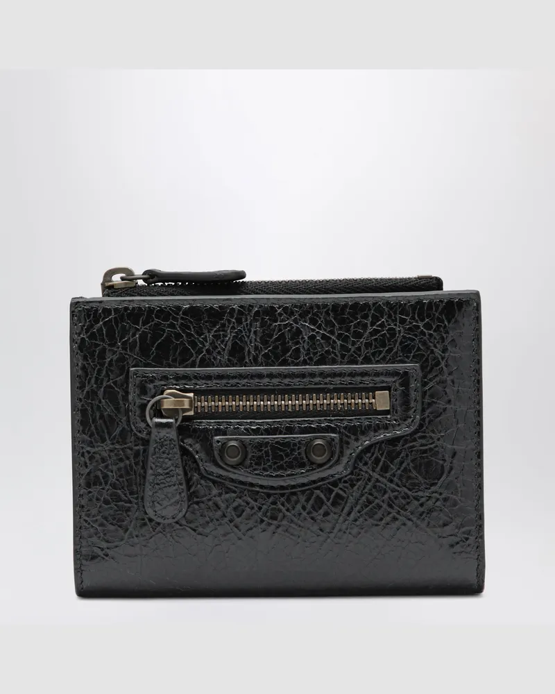 Balenciaga Bi-Fold-Portemonnaie Le City aus Lammleder, schwarz Black