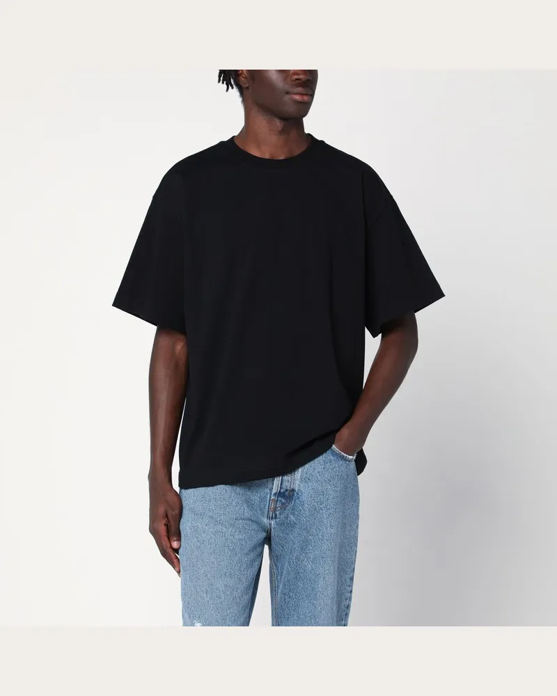 Séfr Schwarzes Baumwoll-T-Shirt mit Rundhalsausschnitt Schwarz