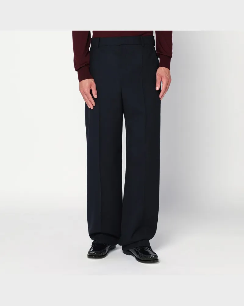 Saint Laurent Hochtaillierte blaue Wollhose Blau