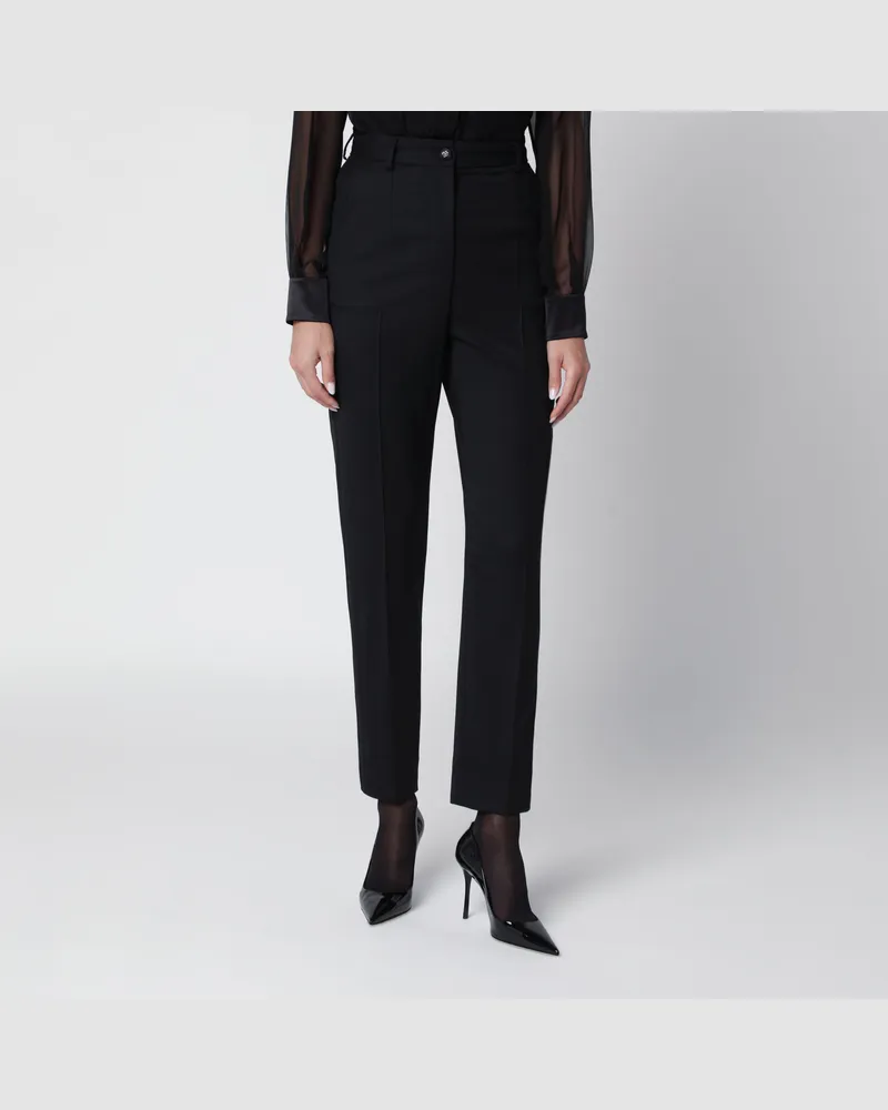 Dolce & Gabbana Schwarze Anzughose aus Stretchwolle Black