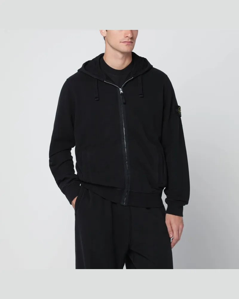Stone Island Normales schwarzes Sweatshirt mit Reißverschluss Schwarz