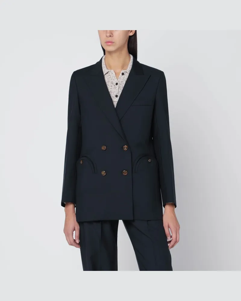 Blazé Milano Marineblauer Woll- und Mohair-Blazer der ersten Klasse Blau