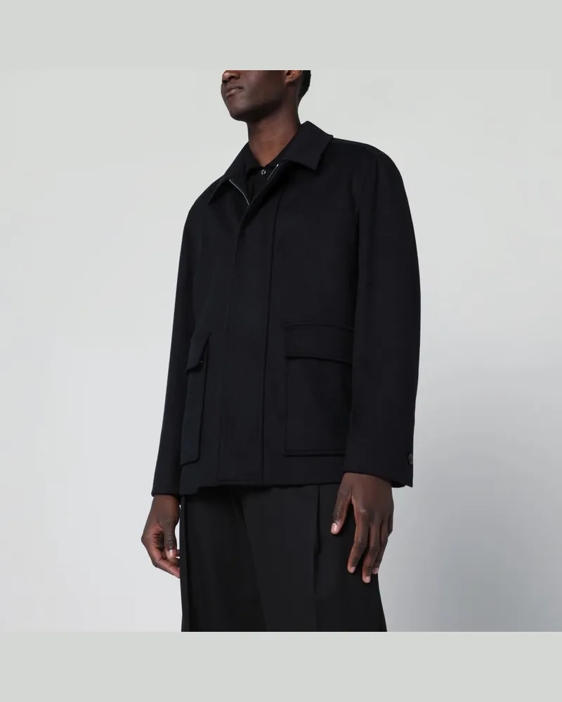 LARDINI Blaue Jacke mit Reißverschluss aus Wolle Blau