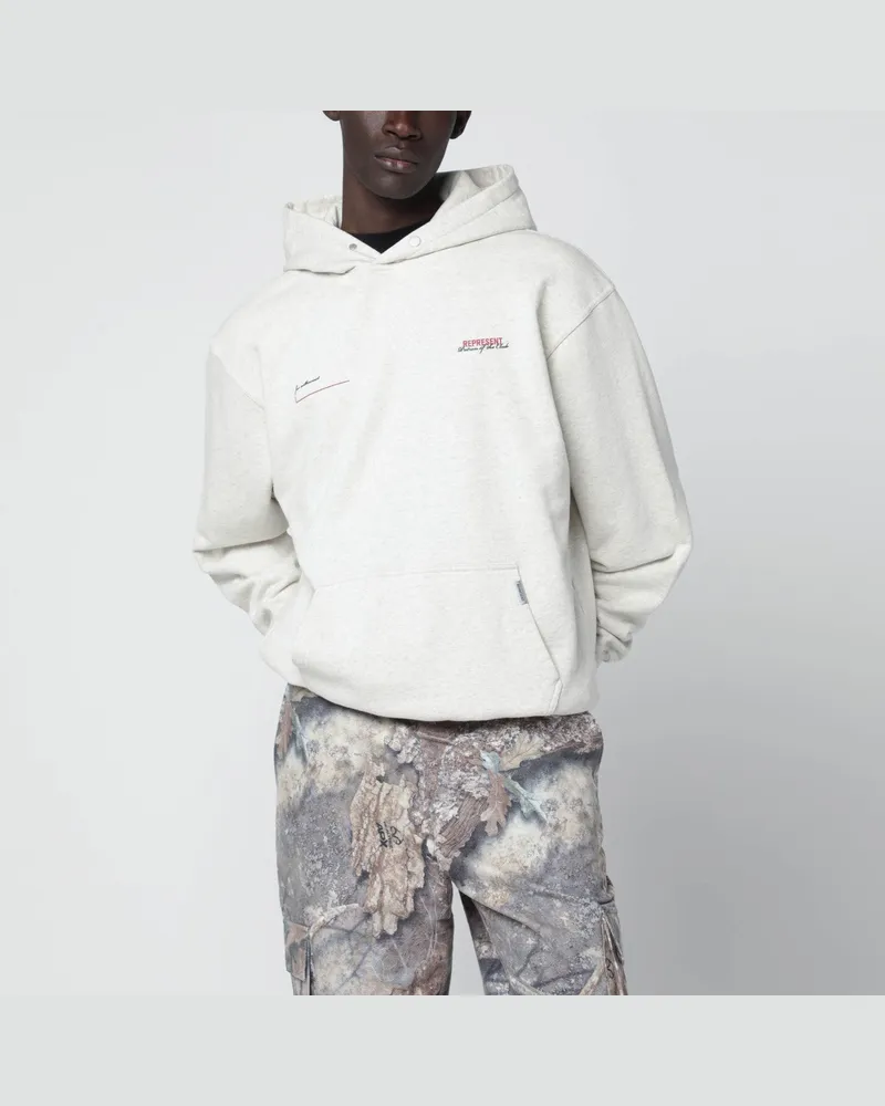 REPRESENT Cream cotton hoodie with logo White
