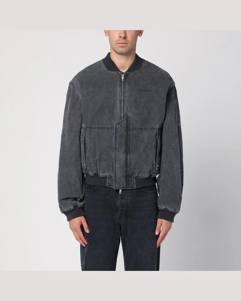 REPRESENT Schwarze Bomberjacke aus ausgewaschener Baumwolle Black