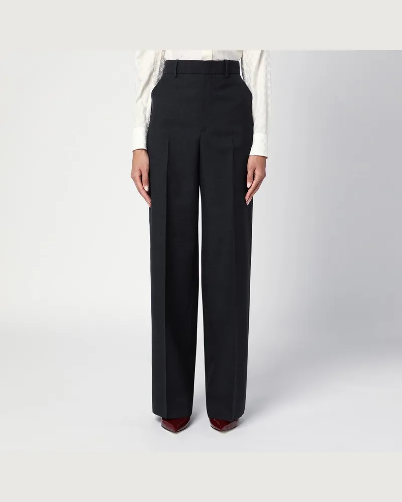 Gucci Dunkelgraue weite Hose aus Wolle Grau