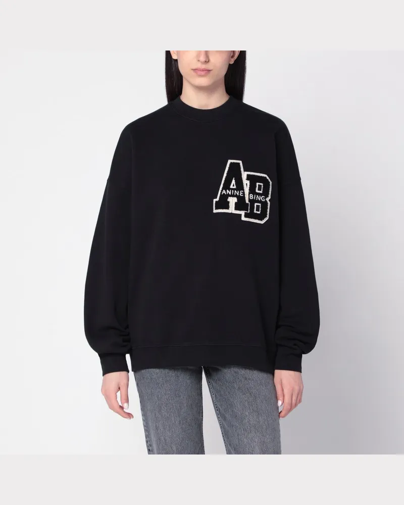 Anine Bing Schwarzes Oversize-Sweatshirt Miles Letterman Schwarz