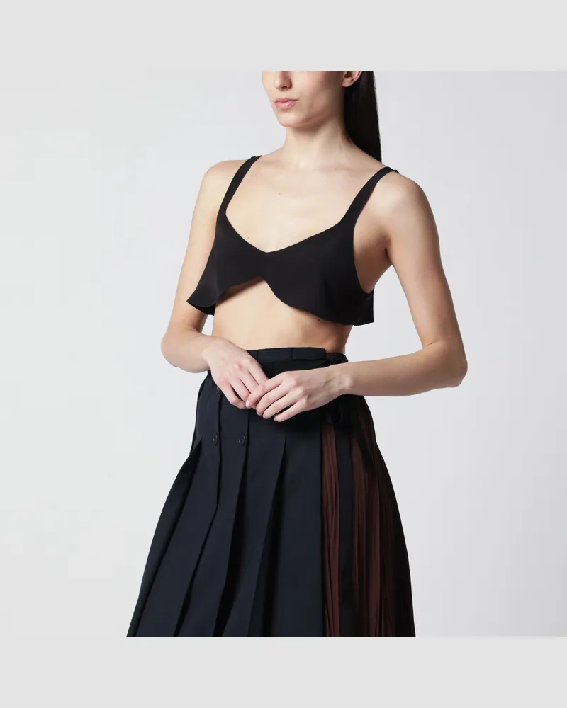 Prada Crêpe-de-Chine-Seidentop in Schwarz Black