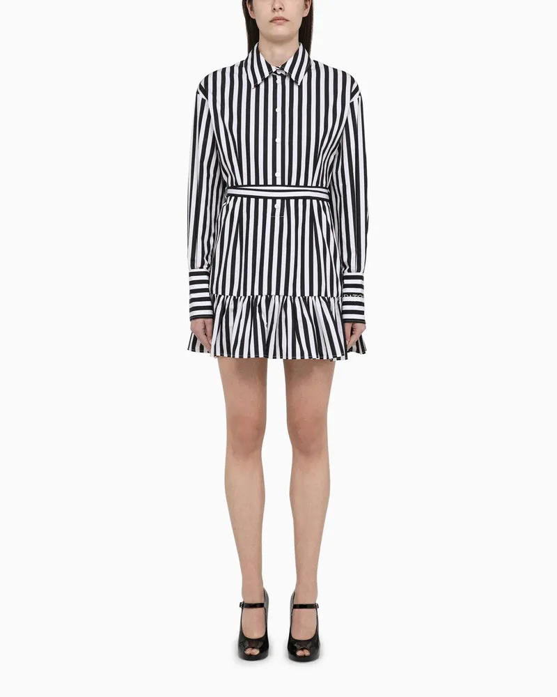 Patou Gestreiftes Mini-Hemdkleid aus Baumwolle weiß/schwarz 