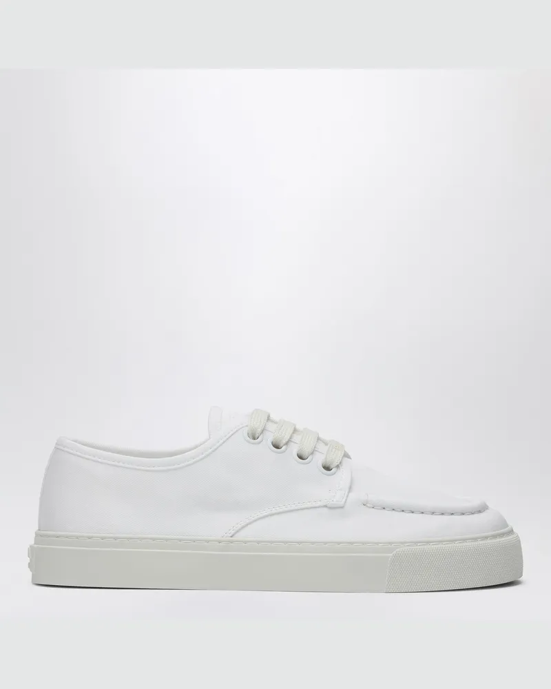 Prada Weiße Sneaker aus Baumwoll-Canvas White