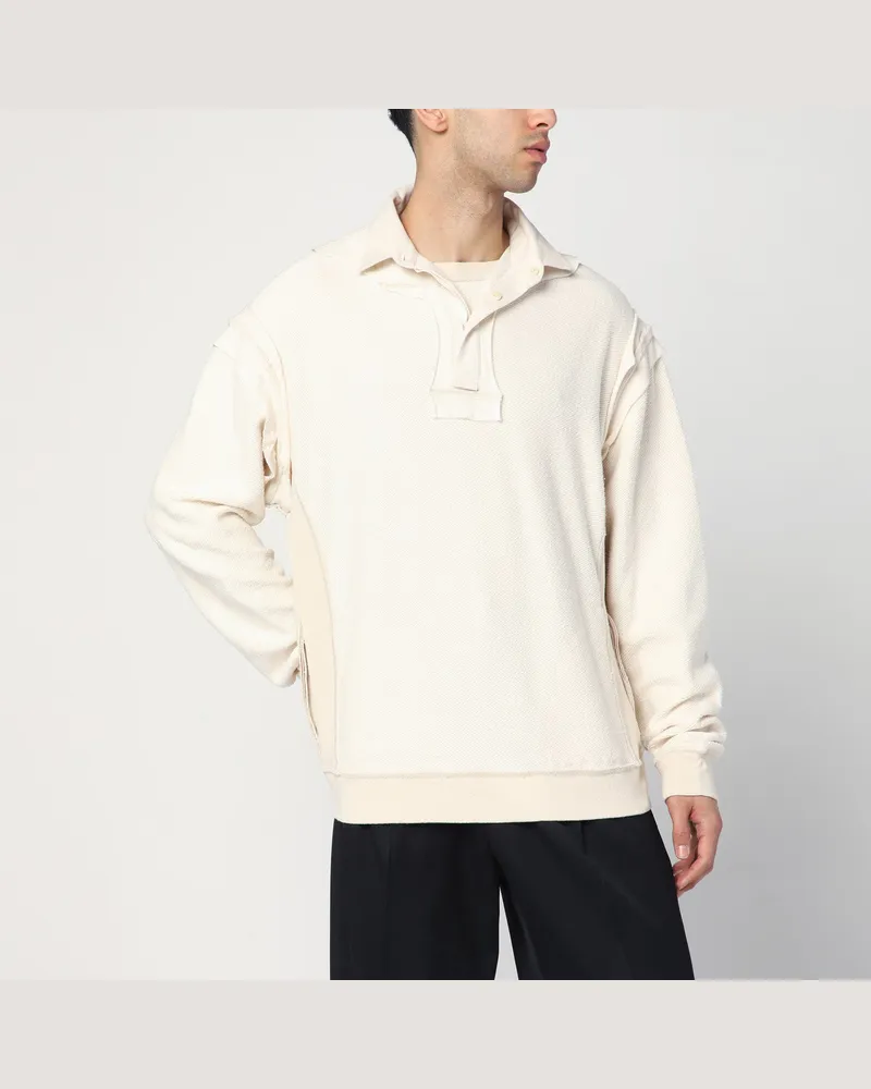 Maison Margiela Sweatshirt mit Dekonstruktions-Effekt in Ecru White