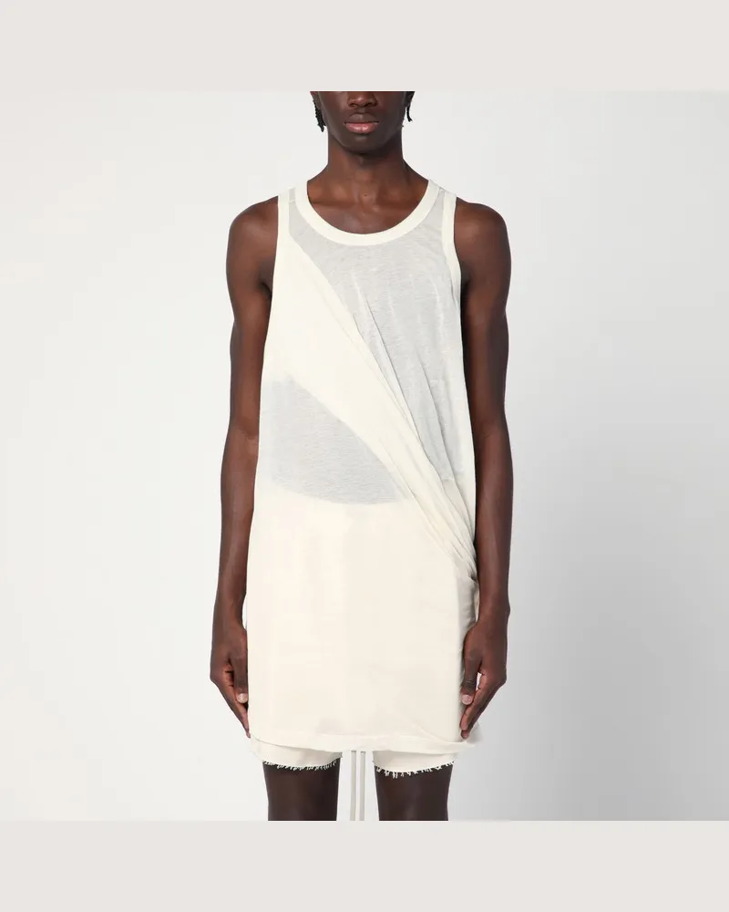 Rick Owens Elfenbeinfarbenes Tanktop mit Drapierung Weiß
