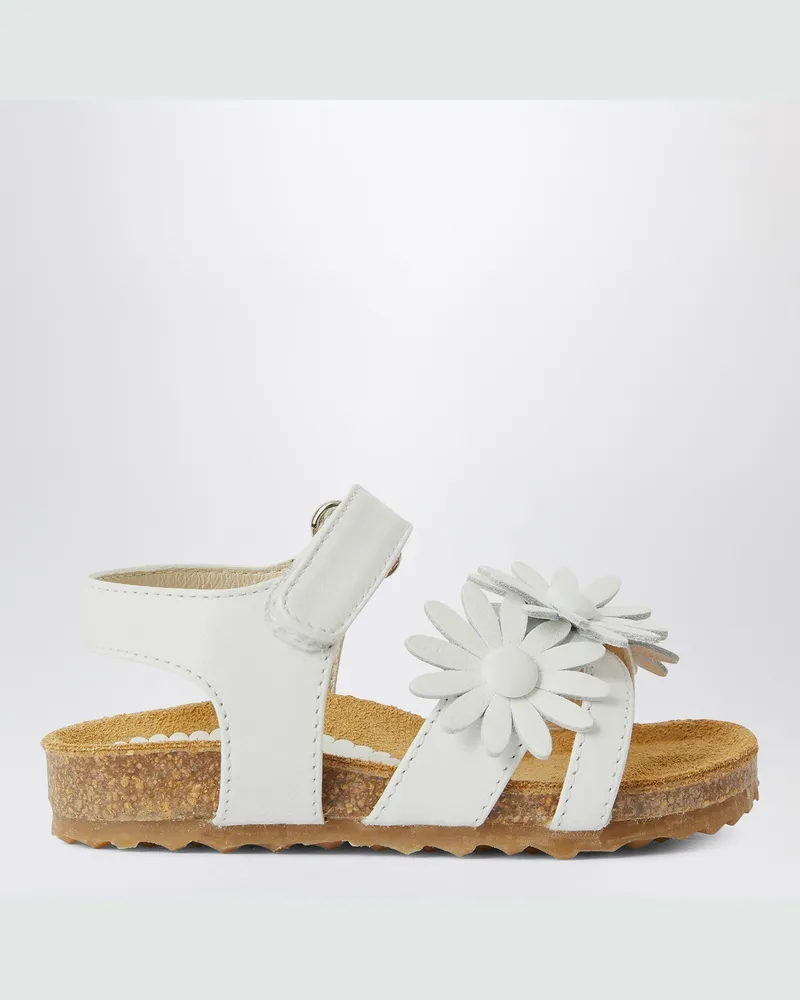 Il Gufo Weiße Sandale mit aufgesetzten Blumen White