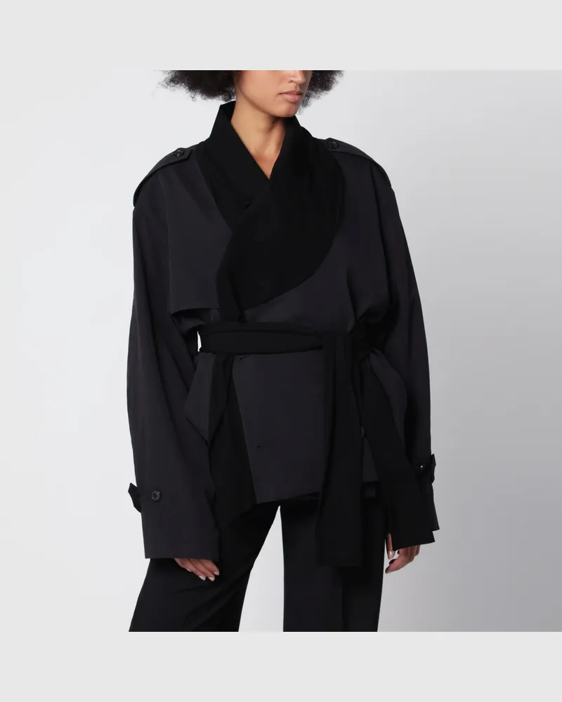 Maison Margiela Kurze schwarze Jacke mit Gürtel Black