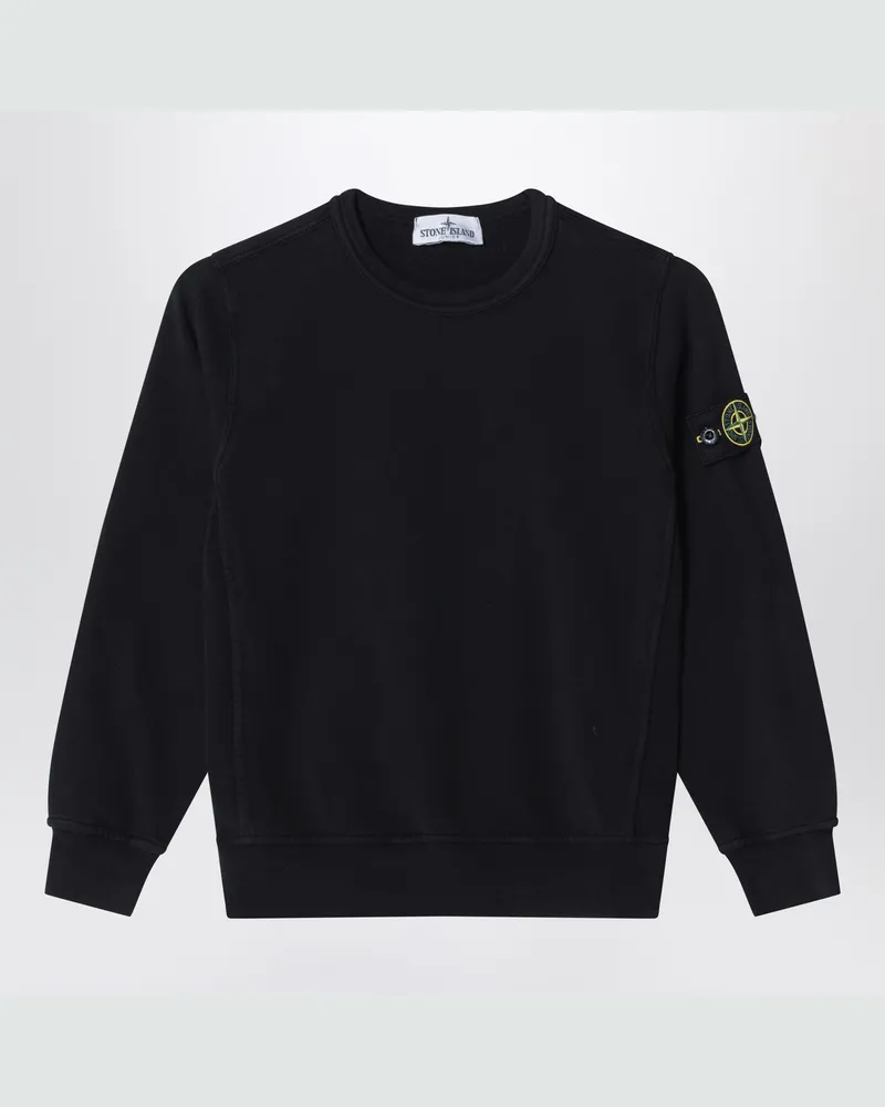 Stone Island Schwarzes Baumwoll-Sweatshirt mit Rundhalsausschnitt Black