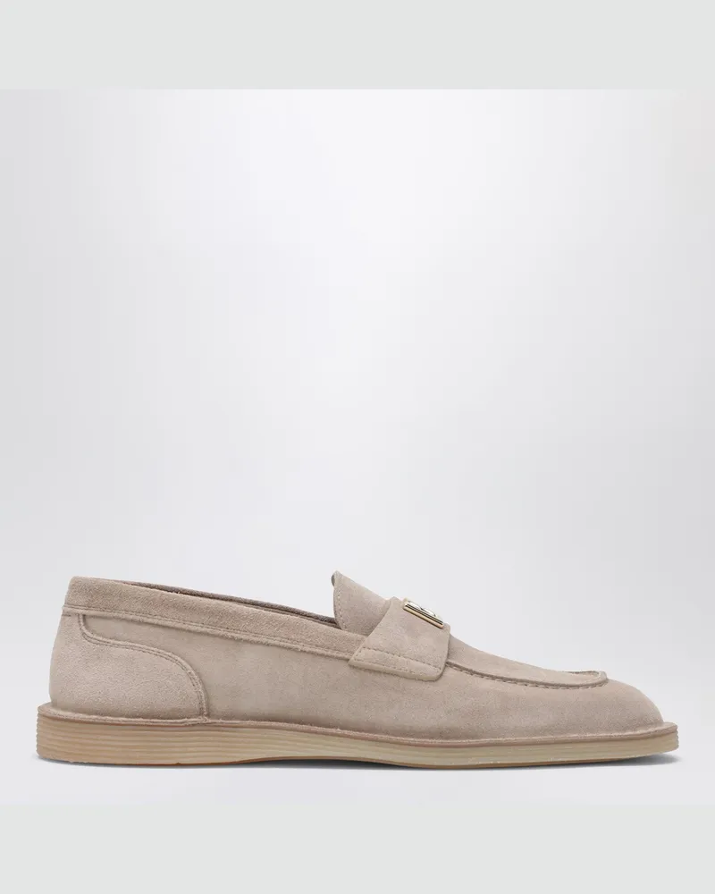 Dolce & Gabbana Loafer in Wüstenfarbe aus Veloursleder mit DG-Logo Beige