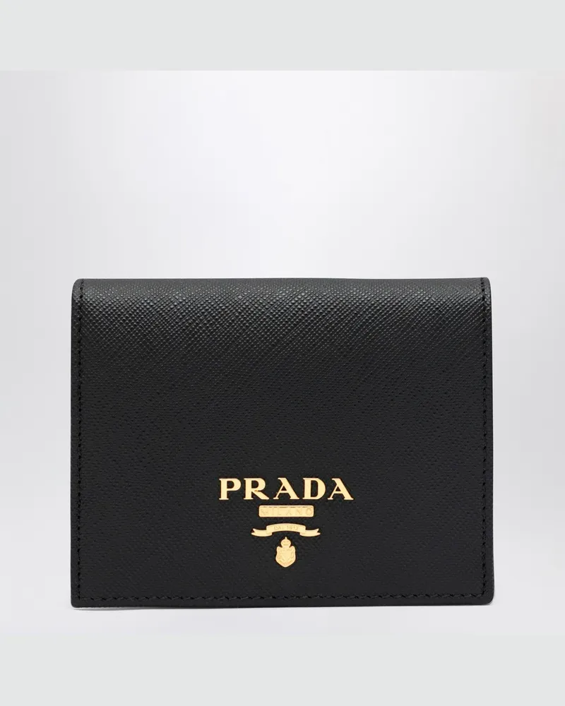 Prada Kleine schwarze Brieftasche aus Saffiano Black