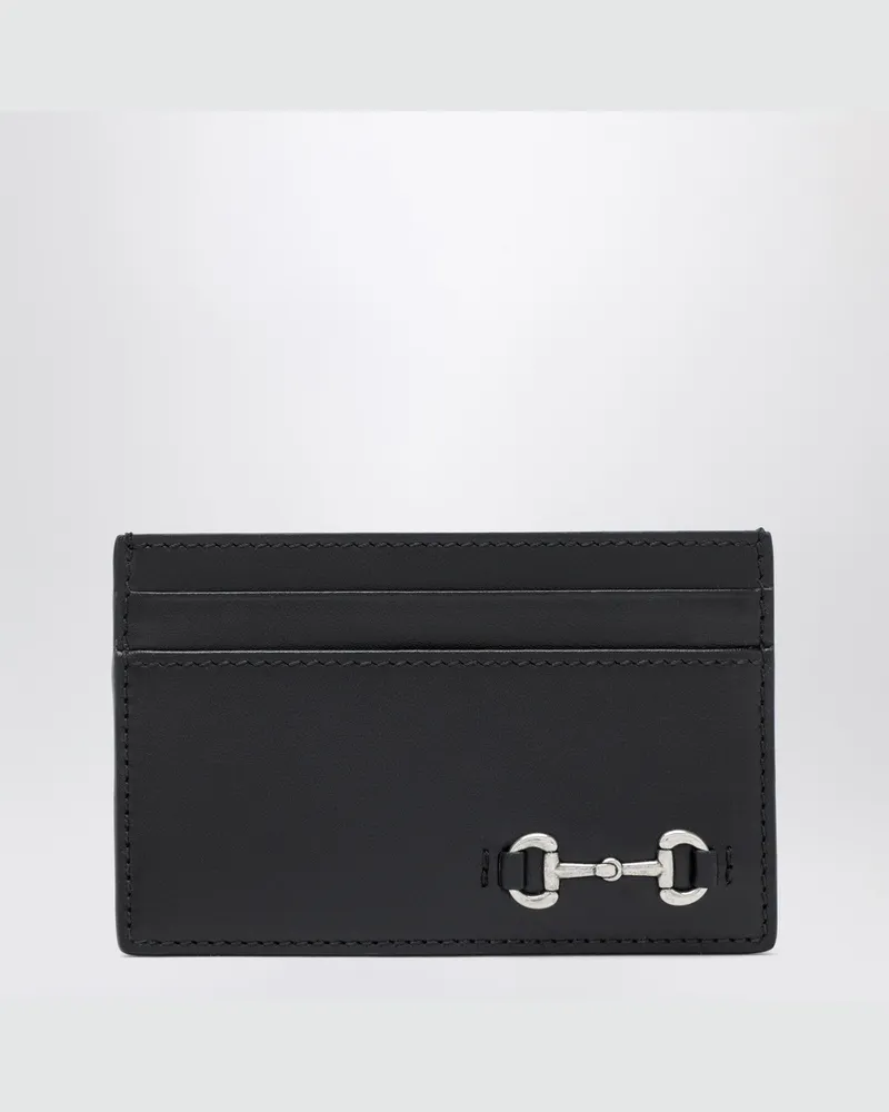 Gucci Schwarzer Kartenhalter mit Horsebit Black