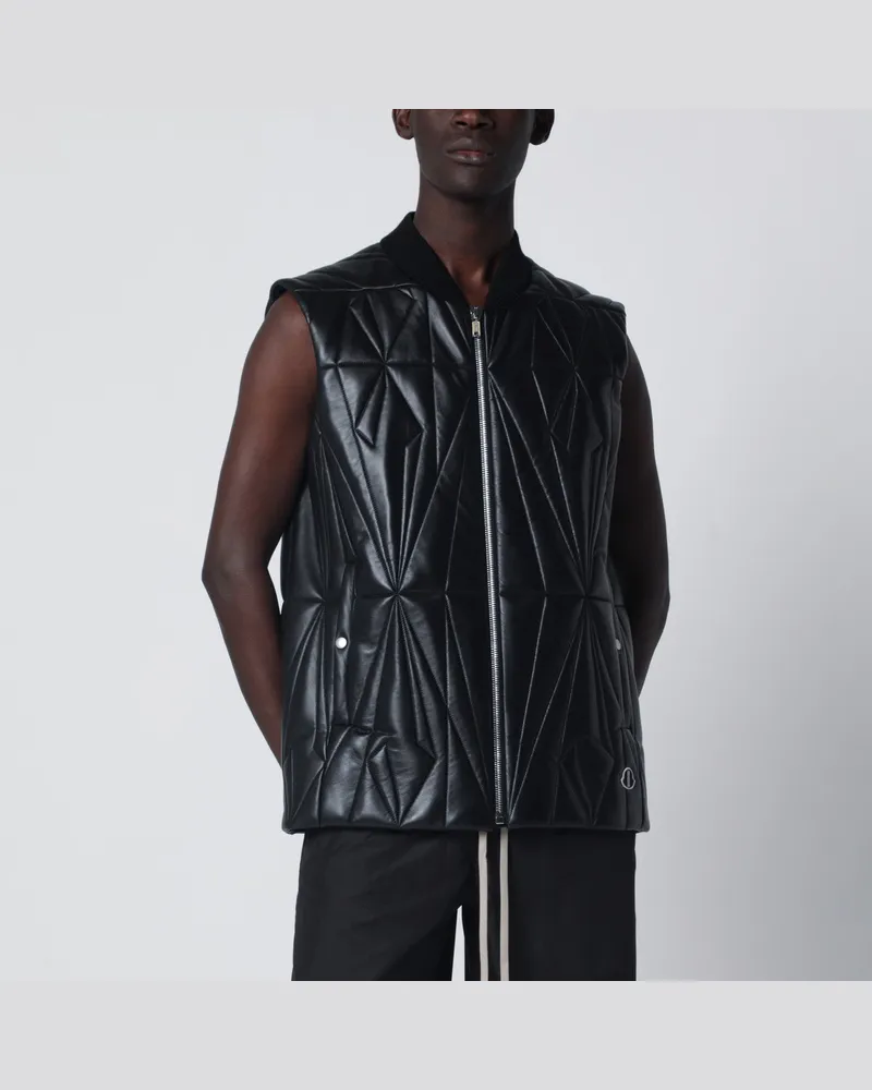 Moncler Schwarze Kunstleder-Weste mit Reißverschluss Black