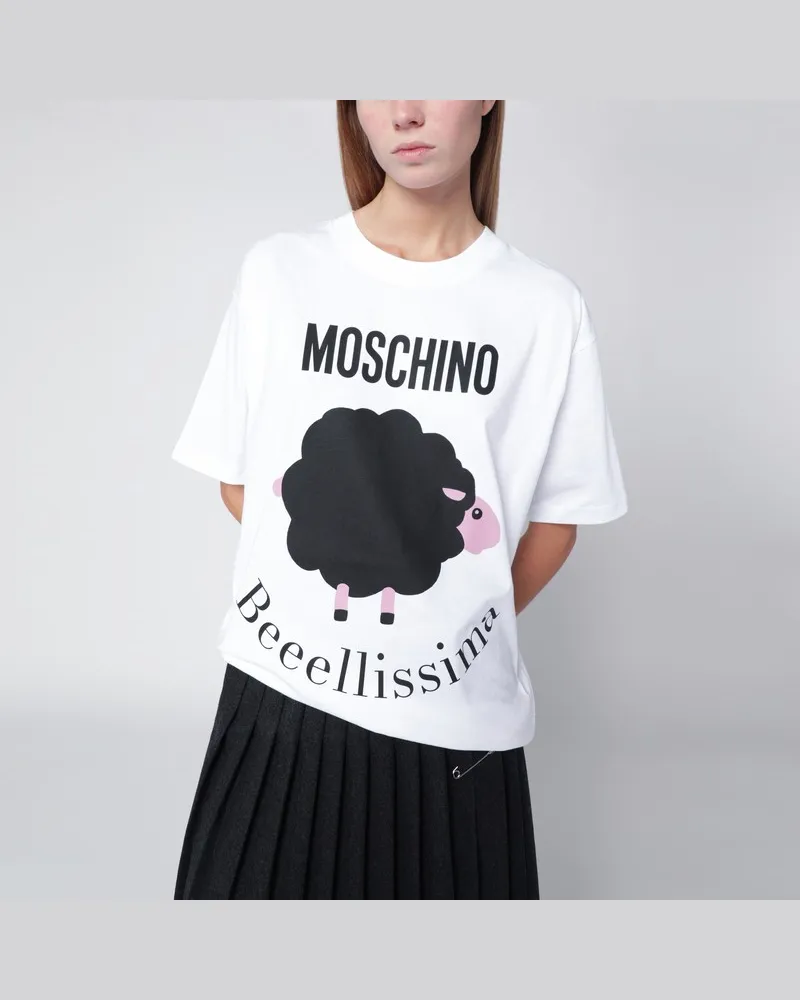 Moschino Weißes T-Shirt mit Logoprint Weiß