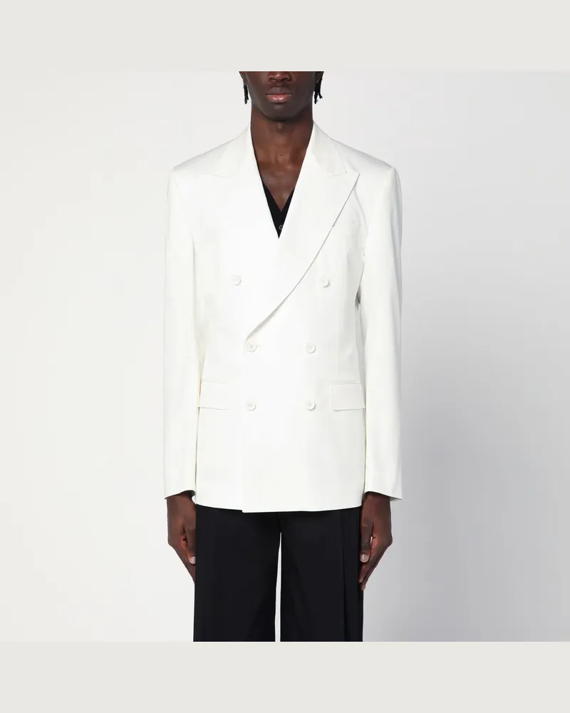 Dolce & Gabbana Einreihige weiße Jacke aus Baumwolle Weiß