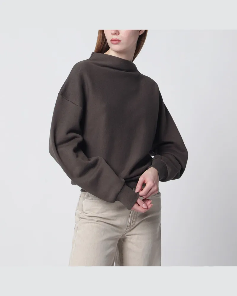 6397 Schlammfarbenes drapiertes Sweatshirt Brown