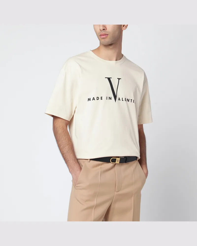 Valentino Garavani Butterfarbenes Made In  T-Shirt Beige