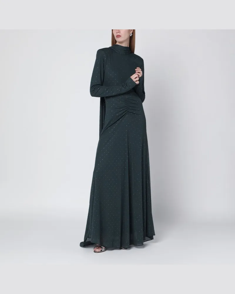 ROTATE Birger Christensen Langes grünes Kleid mit Strass Grün