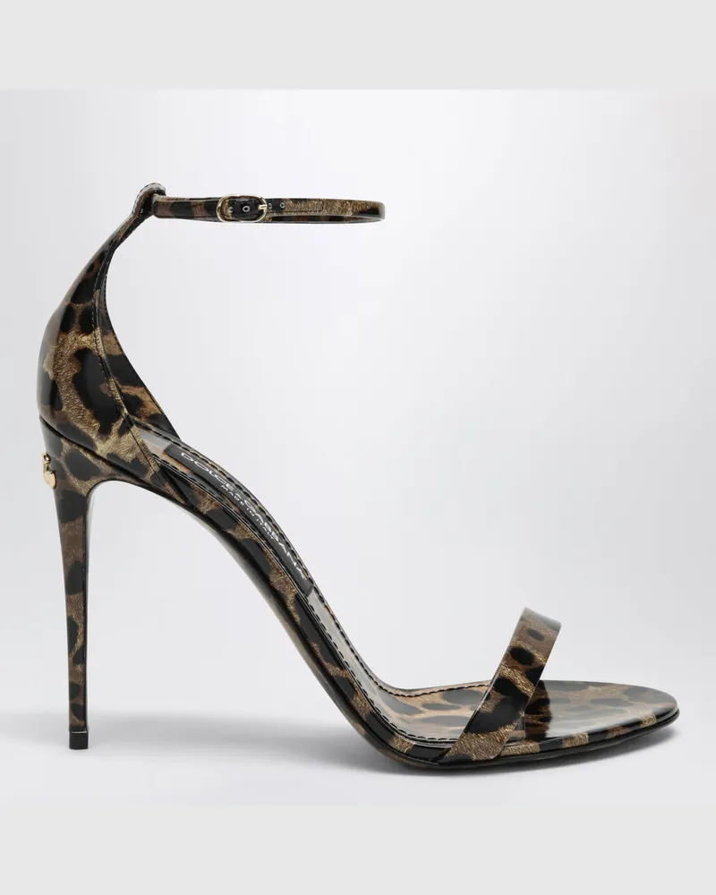 Dolce & Gabbana Keira Sandalen aus Leder mit Leopardenmuster Brown