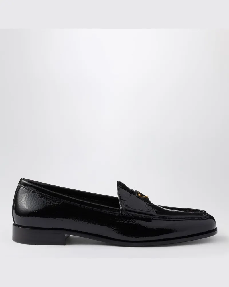 Prada Mokassins aus schwarzem Lackleder Schwarz