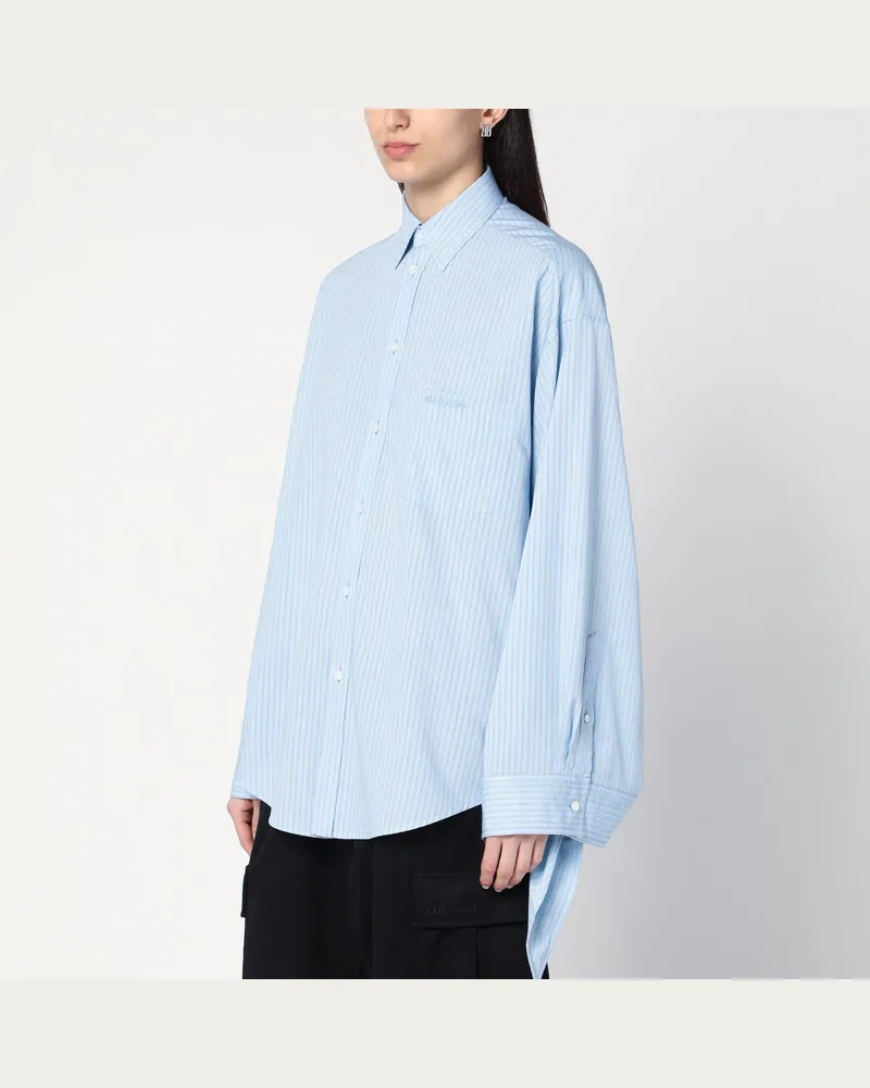 Balenciaga Hellblau gestreiftes Hemd mit geknoteten Manschetten Blue