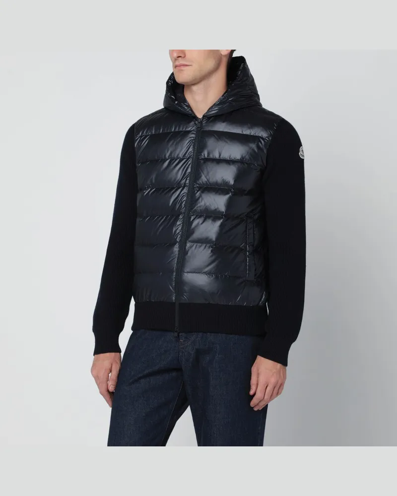 Moncler Blauer wattierter Cardigan mit Reißverschluss Blau