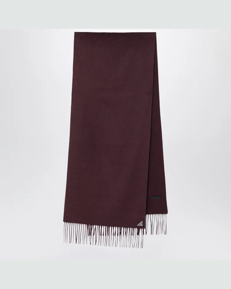 Prada Bordeauxroter Schal aus Seide und Kaschmir Burgundy