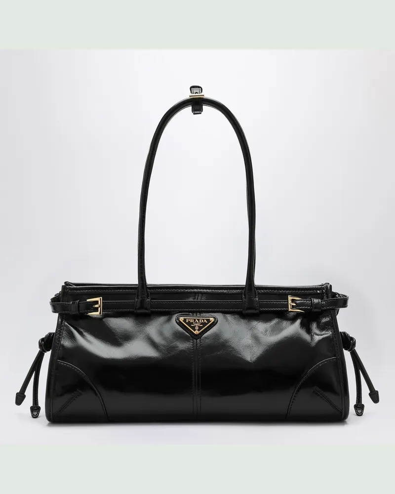 Prada Mittelgroße Schwarze Handtasche Bonnie aus Leder Black