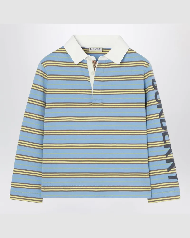 Burberry Hellblau gestreiftes Rugbyshirt aus Baumwolle Light