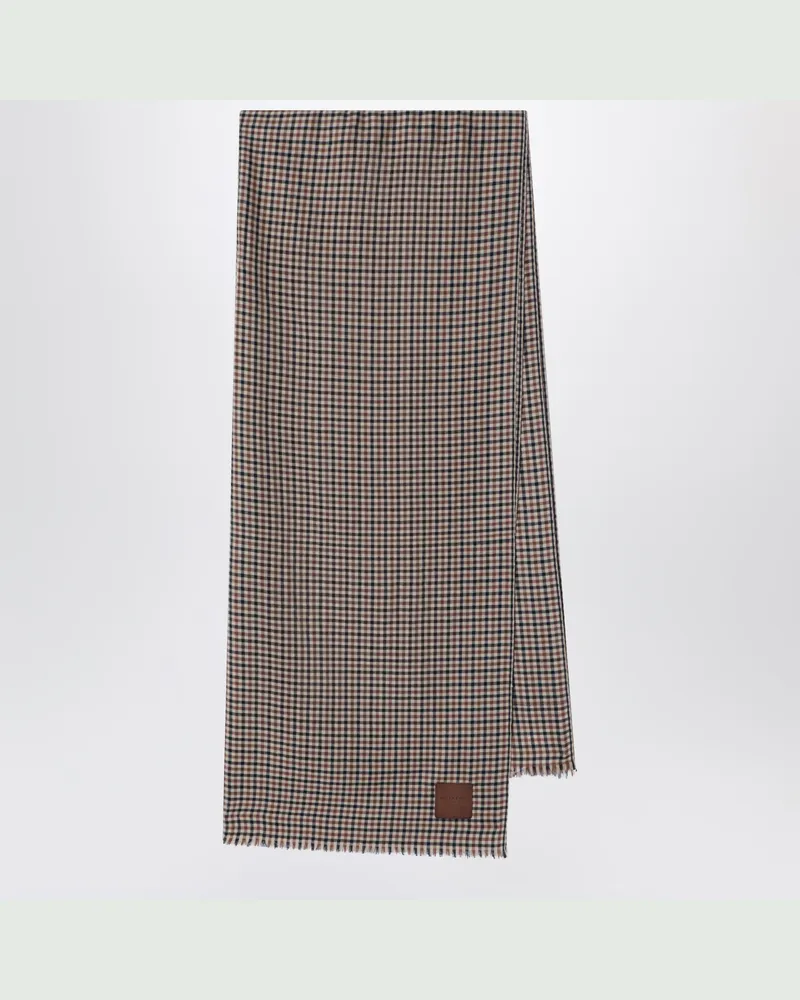 Max Mara Beige Wollstola mit Vichy-Karomuster White