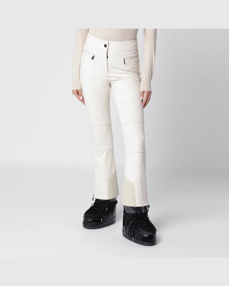 Moncler Elfenbeinfarbene Skihose aus technischem Gewebe White