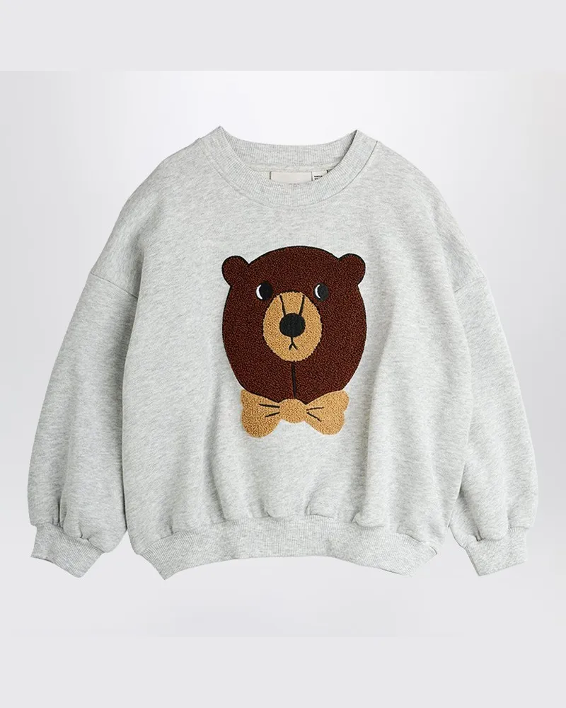 Mini Rodini Sweatshirt mit Chenille-Bär Grau
