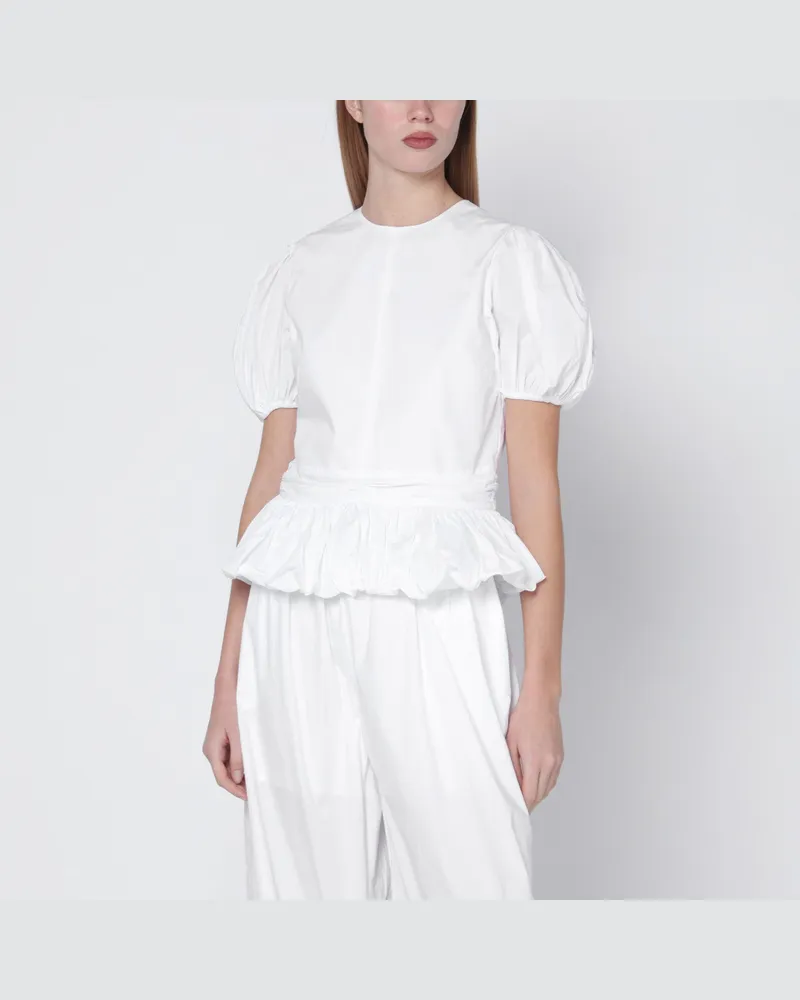 ROTATE Birger Christensen Weißes Alix-Top mit Puffärmeln White