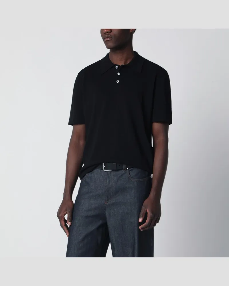A.P.C. Schwarzes Poloshirt aus Baumwollstrick Schwarz