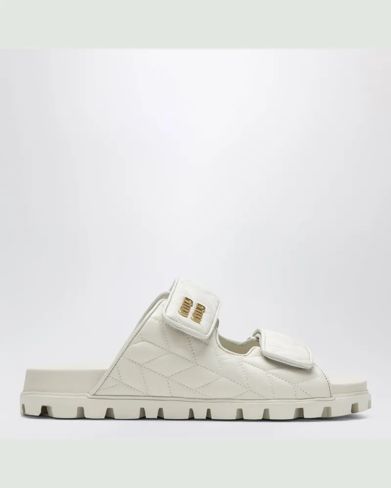 Miu Miu Matelassé-Sandalen aus Nappaleder in Weiß White
