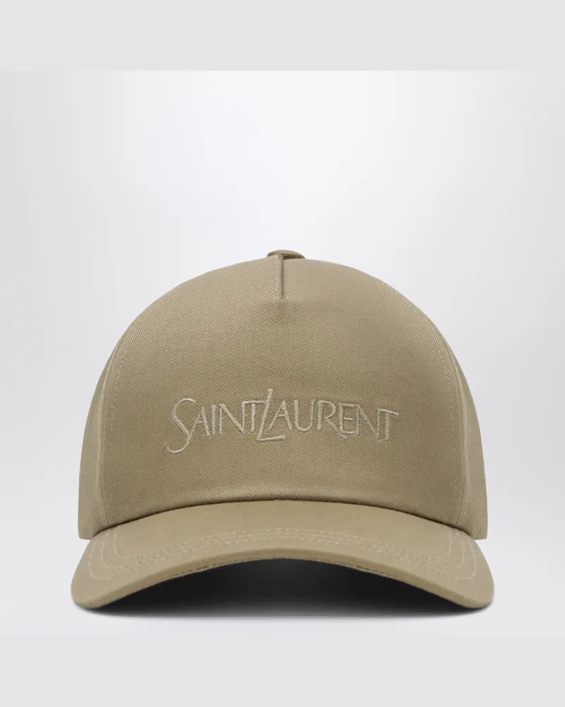 Saint Laurent Beige Baseballkappe mit gesticktem Logo Beige